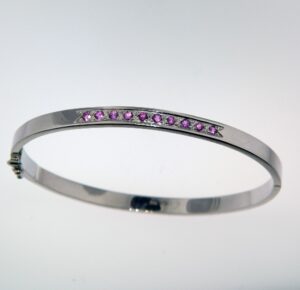 Pink Sapphire bangle style Bracelet 14kw 