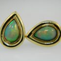 Pear shaped African Opal Earrings 14ky