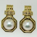 Mabe Pearl/Diamond Earrings 14ky