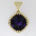 Cushion shaped amethyst/diamond Pendant 14ky