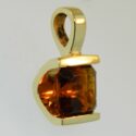 Square emerald cut citrine Pendant 14ky