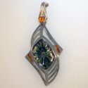 Fantasy cut bi-color Tourmaline/Spessartite garnet Pendant 18kw