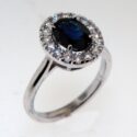 Oval Sapphire/ Diamond halo Ring 14kw